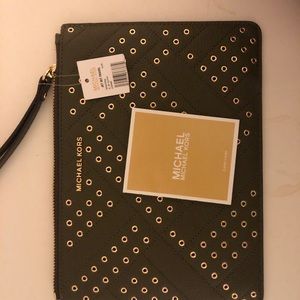 Michael Kors XL Green Studded Clutch